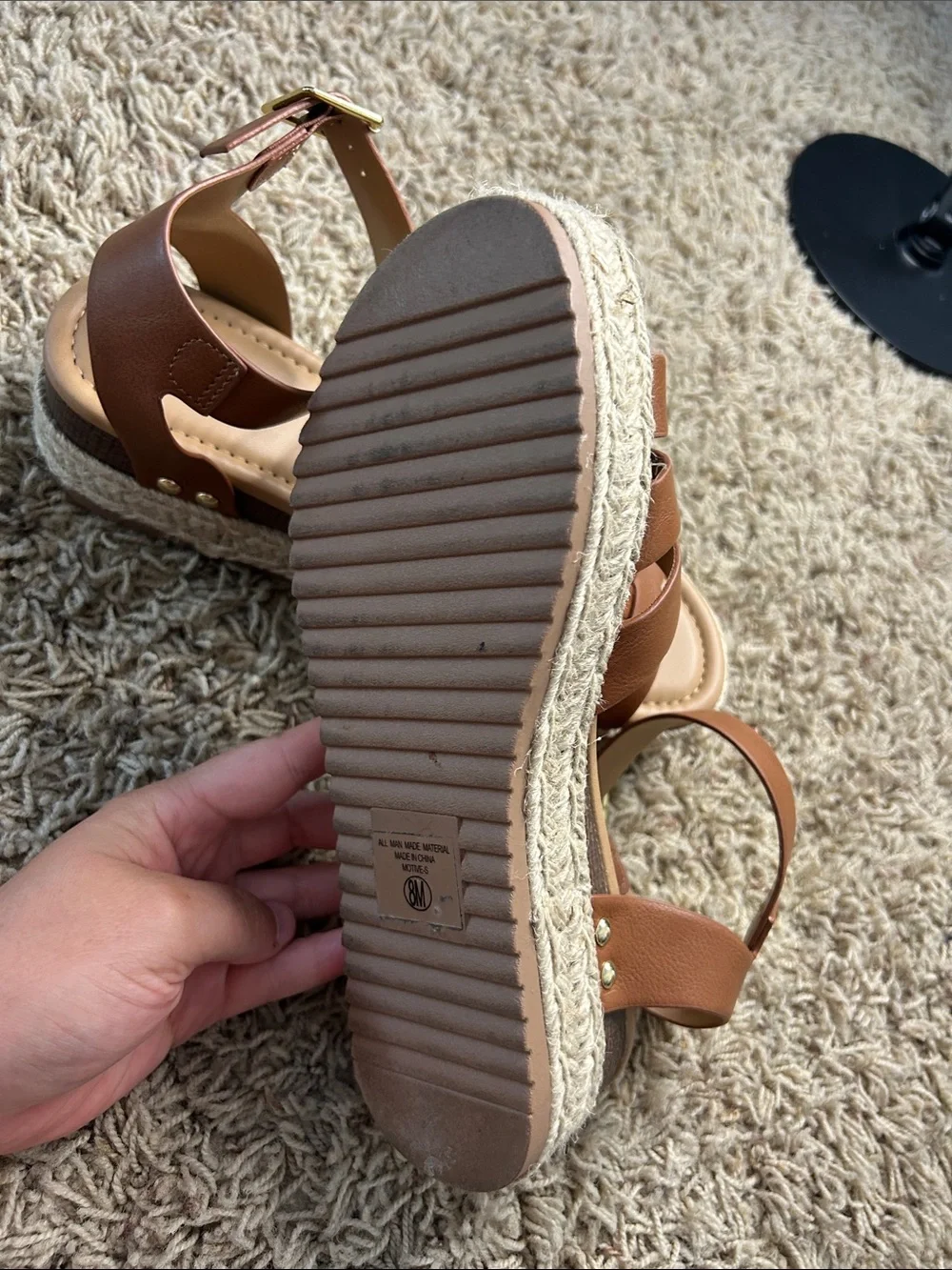 Soda Brown Ankle‑Strap Espadrille Platform Sandals